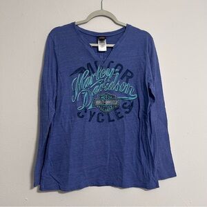 Harley-Davidson Blue Long Sleeve Top Size XL
